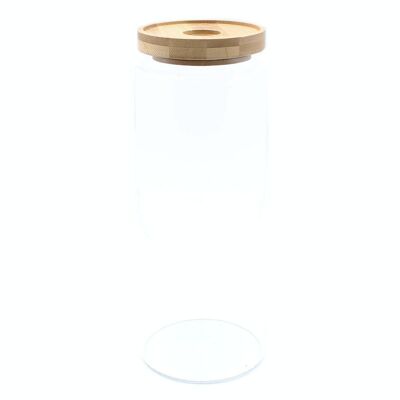 CGJ-04 - Cottage Bamboo Glass Jar - 20cm - Sold in 1x unit/s per outer