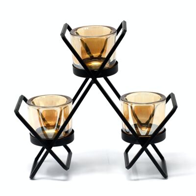 CIVCH-04 - Centrepiece Iron Votive Candle Holder - 3 Cup Triangle - Sold in 1x unit/s per outer