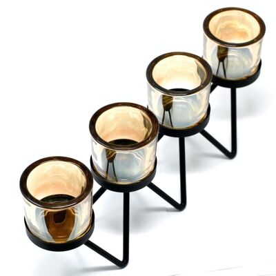 CIVCH-06 - Centrepiece Iron Votive Candle Holder - 4 Cup Zig Zag - Sold in 1x unit/s per outer