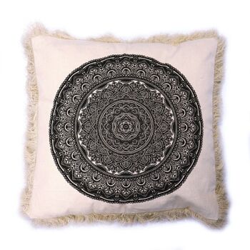 CMC-04 - Housses de Coussin Mandala Traditionnel - 45x45cm - noir - Vendu en 4x unité/s par extérieur 5