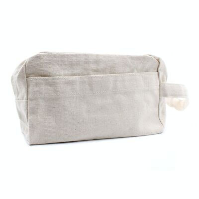 CotTB-05 - Borsa da toilette in cotone naturale 10 oz - Quadrata classica - Venduto in 6 unità per esterno