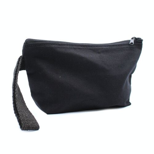 CotTB-14 - Black Cotton Toiletry Bag 10 oz - Hand Holder - Sold in 6x unit/s per outer