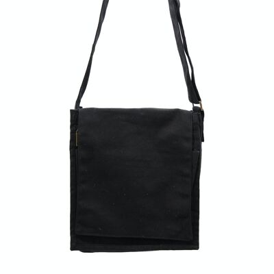 CottMB-04 - Bolso Bandolera en Lona de Algodón - Negro - Vendido en 1x unidad/es por exterior