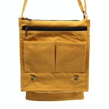 CottMB-05 - Sac messager en toile de coton - Jaune - Vendu en 1x unité/s par extérieur 2