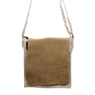 CottMB-06 - Sac messager en toile de coton - Jute naturel et doux - Vendu en 1x unité/s par extérieur