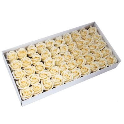 CSFH-02 - Craft Soap Flowers - Med Rose - Ivory - Sold in 50x unit/s per outer