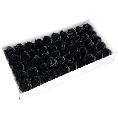 CSFH-15 – Handwerkliche Seifenblumen – Mittelrosa – Schwarz – Verkauft in 50 Einheiten pro Außenhülle