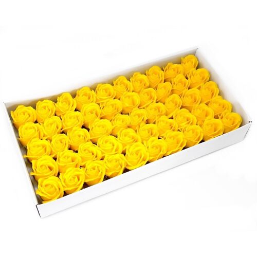 CSFH-16 - Craft Soap Flowers - Med Rose - Yellow - Sold in 50x unit/s per outer