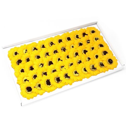 CSFH-28 - Craft Soap Flowers - Sml Sunflower - Yellow - Sold in 50x unit/s per outer