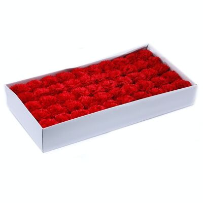 CSFH-46 - Fleurs de savon artisanales - Oeillets - Rouge - Vendu en 50x unité/s par extérieur