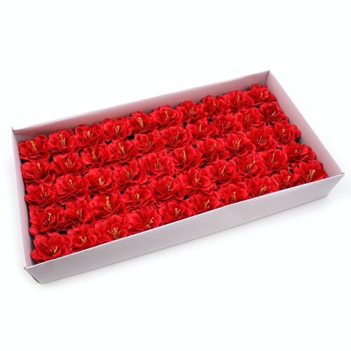 CSFH-82 - Craft Soap Flower - Small Peony - Red - Sold in 50x unit/s per outer