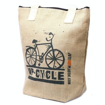 EcoJt-01 - Eco Jute Bag - Up Cycle - (4 modèles assortis) - Vendu en 4x unité/s par extérieur 4