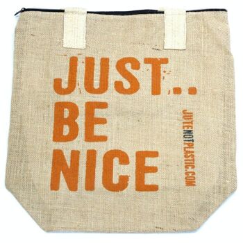 EcoJt-02 - Sac Eco Jute - Just Be Nice - (4 modèles assortis) - Vendu en 4x unité/s par extérieur 6