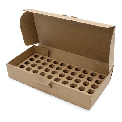 EO-BOX-01a - Scatola marrone con vassoio per 50 flaconi di olio essenziale da 10 ml - Venduto in 1x unità/i per esterno