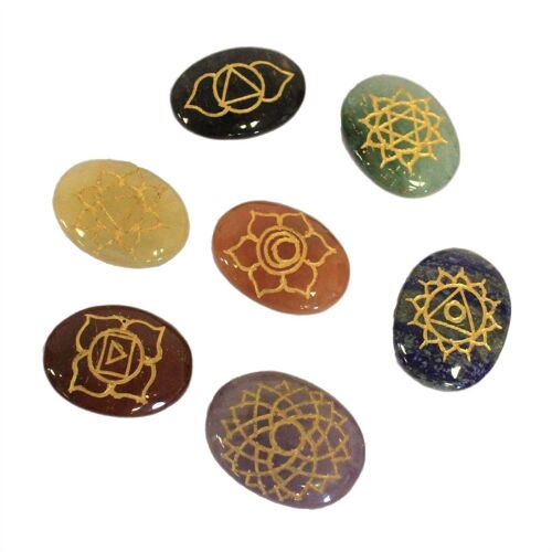 EPS-02 - Lrg Stones Chakra Set ( oval shape ) - Sold in 1x unit/s per outer