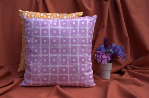 Lilac Shanti print Linen cushion