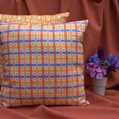 Gingham Vimala print Linen cushion