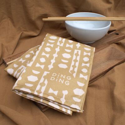 Tea towel in Oatmeal Fairford print