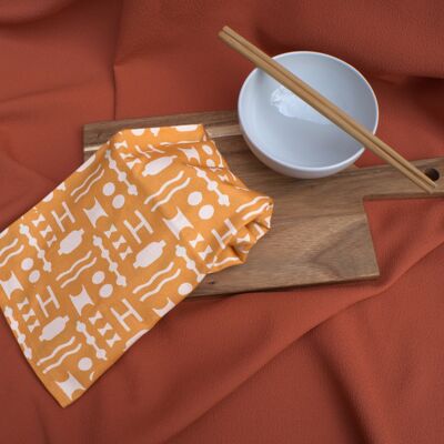 Tea towel in Apricot Pankaj print