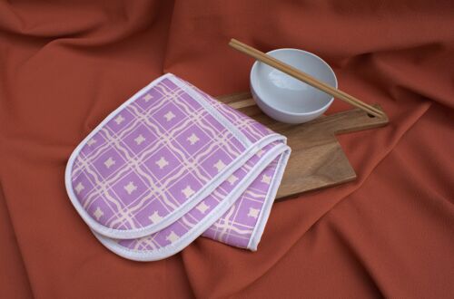 Double Oven Glove in Lilac Shanti print