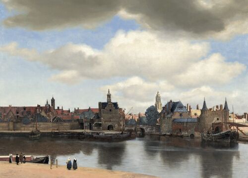 Poster Johannes Vermeer - Gezicht op Delft