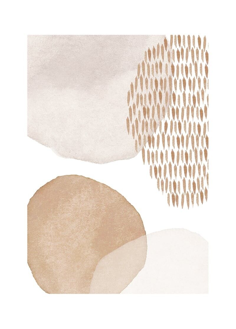 Poster Abstraktes Aquarell - Hellbraun