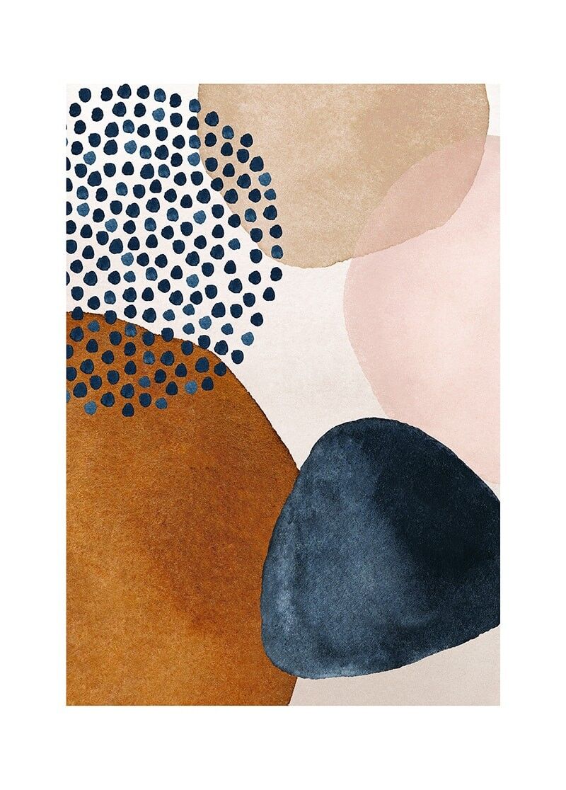 Poster Abstraktes Aquarell - Dunkelblau