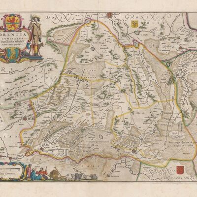 Póster Mapa histórico de Drenthe - Mapa 1661