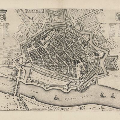 Poster Mappa storica Arnhem - Mappa della città 1652