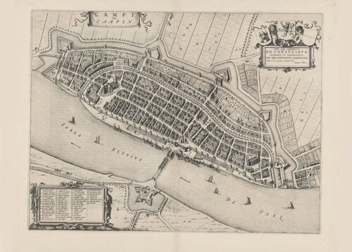 Poster Historische Kaart Kampen - Stadsplattegrond 1652