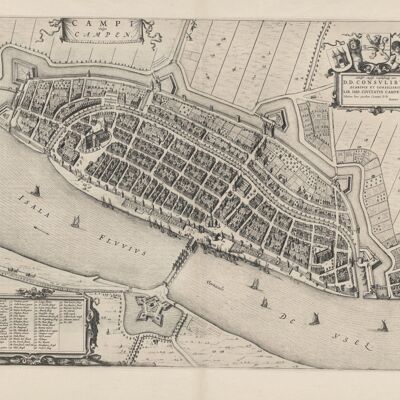 Poster Mappa storica di Kampen - Mappa della città 1652