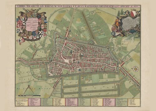 Poster Historische Kaart Utrecht - Stadsplattegrond 1695