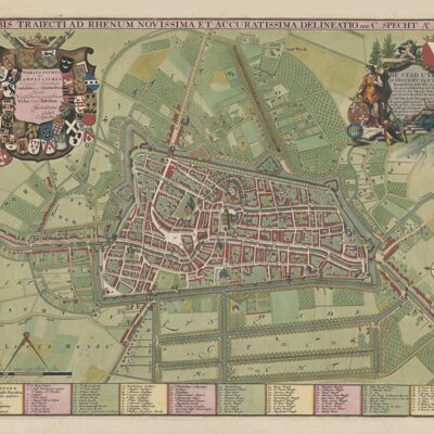 Poster Mappa storica Utrecht - Mappa della città 1695