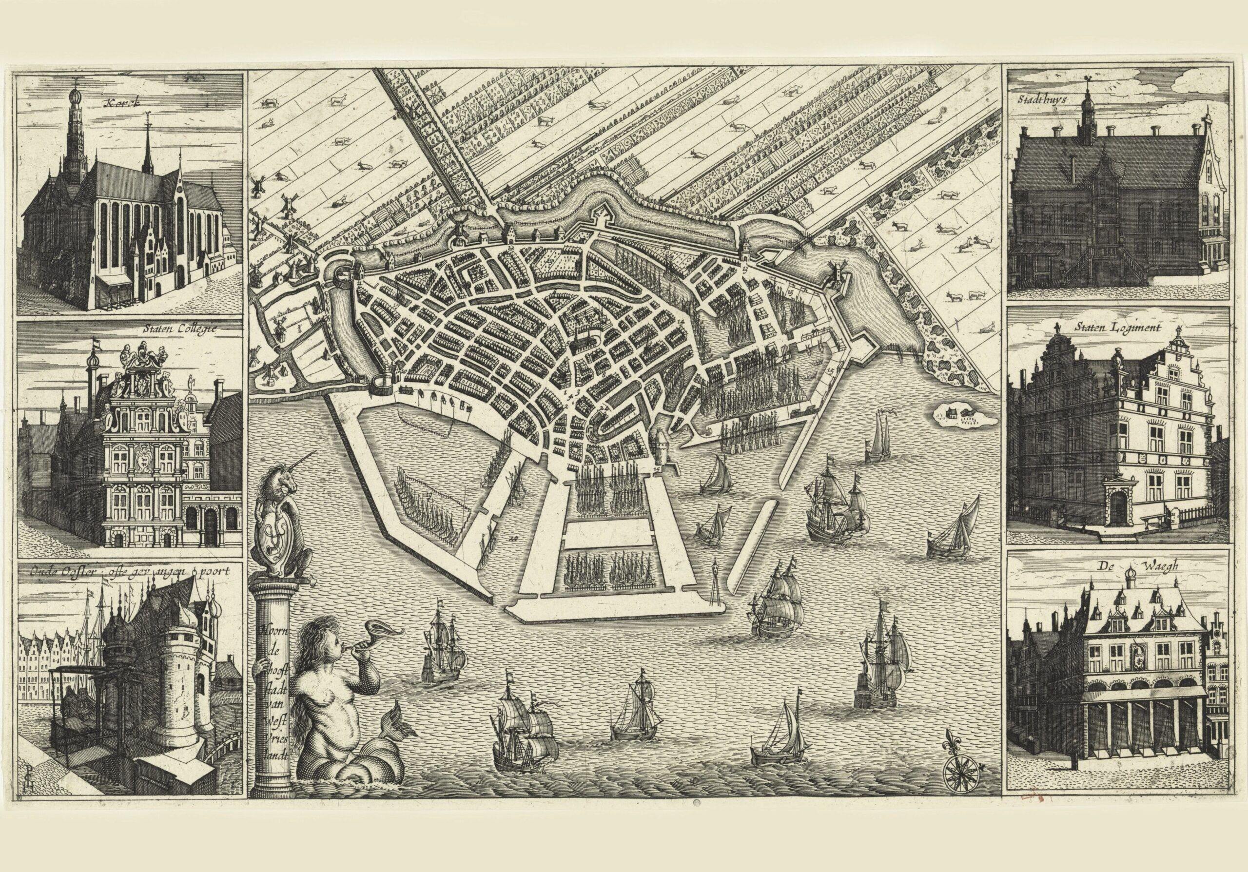 Póster Mapa histórico de Hoorn - Mapa de la ciudad 1648