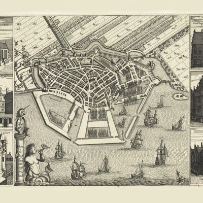 Poster Mappa storica di Hoorn - Mappa della città 1648