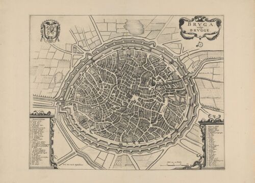 Poster Historische Kaart Brugge - Stadsplattegrond 1700