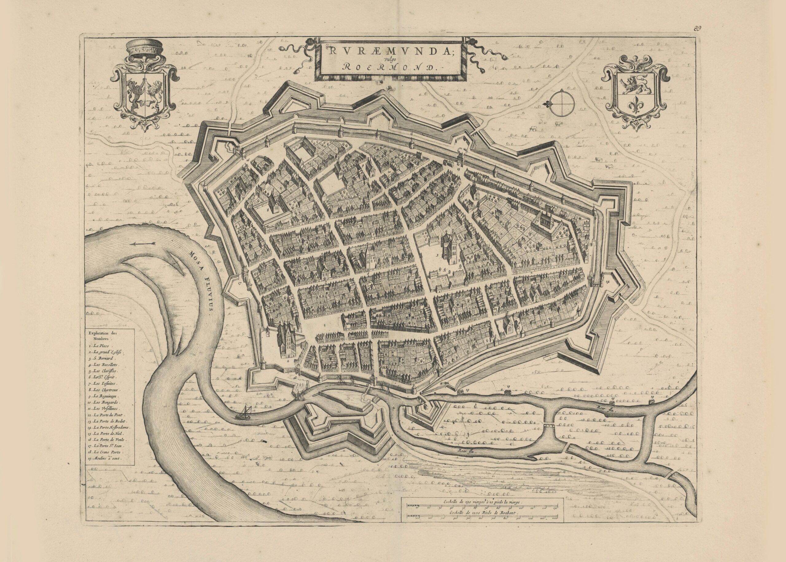 Póster Mapa histórico Roermond - Mapa de la ciudad 1652