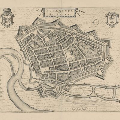 Poster Mappa storica Roermond - Mappa della città 1652