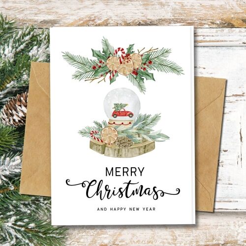 Handmade Eco Friendly | Plantable Seed or Organic Material Paper Christmas Cards - Christmas Mistletoe and Snowball