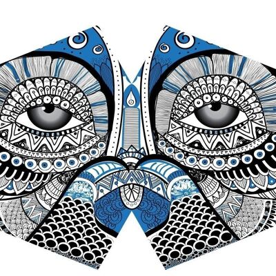 FFM-06 - Masque de mode réutilisable - Hibou mystique (adulte) - Vendu en 1x unité/s par extérieur