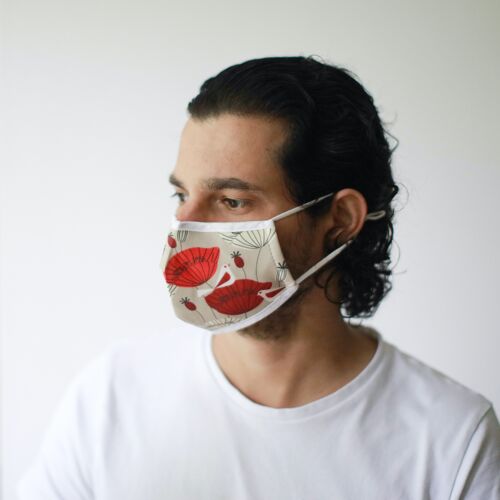 FFM-13 - Reusable Fashion Face Mask - Oriental Poppies (Adult) - Sold in 1x unit/s per outer