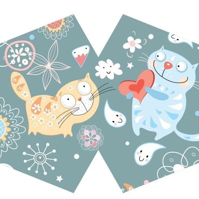 FFM-18 - Masque de mode réutilisable - Happy Cats (Enfants) - Vendu en 1x unité/s par extérieur