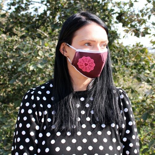 FFM-28 - Reusable Fashion Face Covering - Red Mandala Heart (Adult) - Sold in 1x unit/s per outer