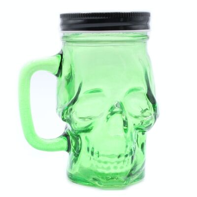 FMJ-05 - Funky Mason Jar - Skull - Green - Sold in 24x unit/s per outer