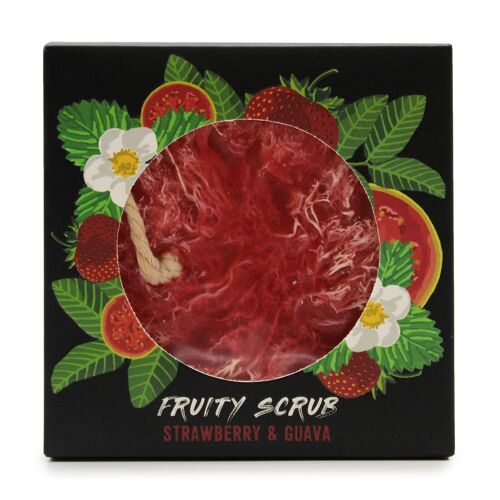 FSS-04 - Fruity Scrub Soap on a Rope - Strawberry & Guava - Sold in 4x unit/s per outer