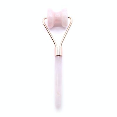 GemFR-07 - Gemstone Jawline Roller - Quartz Rose - Vendu en 1x unité/s par extérieur