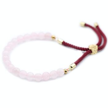 GemSB-03 - Bracelet Bordeaux avec Pierres Précieuses Plaqué Or 18K - Quartz Rose - Vendu en 1x unité/s par extérieur 1