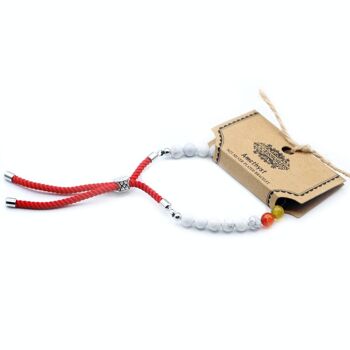 GemSB-06 - Bracelet à cordes rouges royales avec pierres précieuses plaquées argent 925 - Chakra Howlite blanc - Vendu en 1x unité/s par extérieur 5