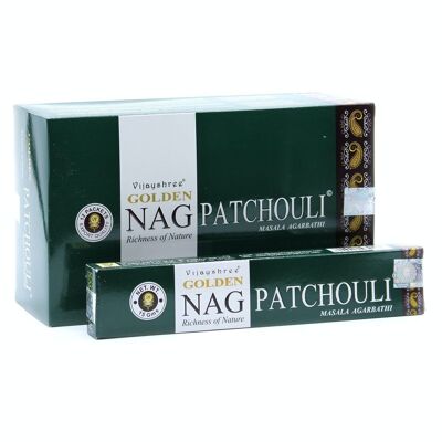 GoldNCi-07 – 15 g Golden Nag – Pathouli-Räucherstäbchen – Verkauft in 12 Einheiten pro Hülle