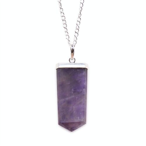 GPJ-08 - Gemstone Flat Pencil Pendant - Amethyst - Sold in 1x unit/s per outer